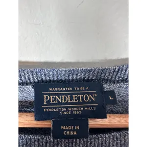 Pendleton Merino Wool Sweater Womens Large Blue Striped Crewneck Cabin Heritage thumbnail 5