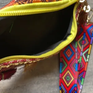 Bohemian Multicolored Tassel Pattern Hobo Sling Bag Brown thumbnail 8
