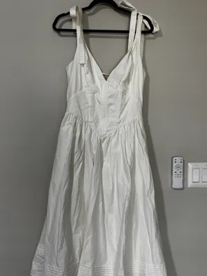 HOUSE OF CB HATTIE White Pin Tuck Cotton Midi Sundress Size XL thumbnail 3