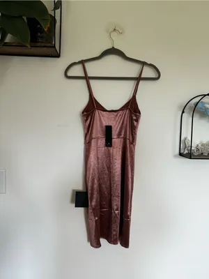 NWT Lulus Forever Your Girl Mauve Pink Satin Mini‎ Dress Size XS thumbnail 2