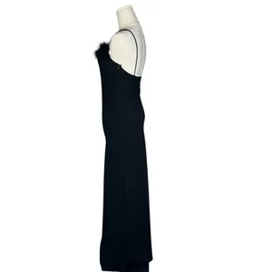 Vintage Zum Zum Black Feather Trim Eveningwear Maxi Prom Dress Gown Whimsigoth thumbnail 2