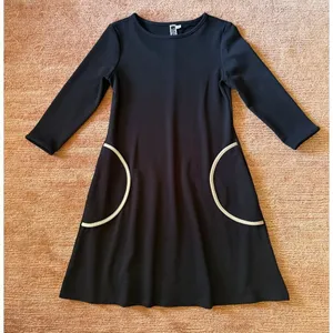 Julian Taylor Black A-Line Dress Women 6 3/4 Sleeve Pockets Work Office Classic thumbnail 1
