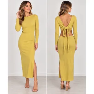 Free People Beach Last Minute Midi Dress In Yellow M Ribbed Multi Wear Options thumbnail 2