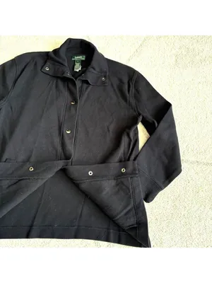 Ralph Lauren Black Cotton Snap Button Cardigan Jacket Casual Minimalist Sweater thumbnail 6