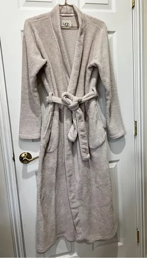 UGG Marlow Robe Moonbeam Oatmeal Size Large Long Length Plush Fleece Comfy thumbnail 1
