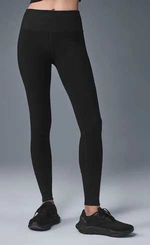 ALO Yoga High-Waist Alosoft Lounge Leggings Black Ribbed Size Small thumbnail 1