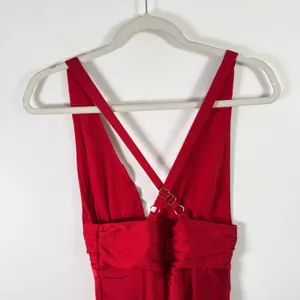 Hello Molly Silky Moment Mini Dress Red Satin V Neck Cocktail Womens Size XS thumbnail 6
