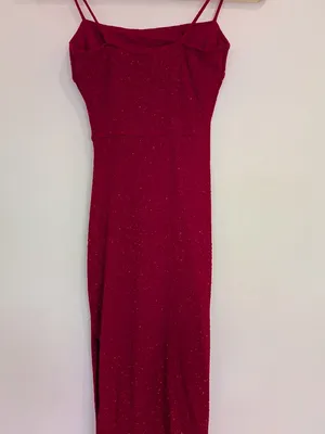 Red Glitter Ruched Strappy Bodycon long Dress Sleeveless Pullover Women XS thumbnail 8