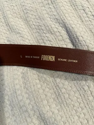 Forenza Vintage Genuine Leather Embossed Brown Belt with Brass Hardware Size L thumbnail 4