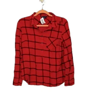 Red Half Button Down Shirt thumbnail 1
