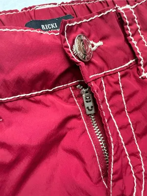 True Religion Ricki Big T Burgundy With Contrasting White Y2K women pants cargo thumbnail 7