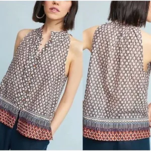Anthropologie Women's Blouse Top‎ Shirt Maeve Prema Flora Small Button High Neck thumbnail 2