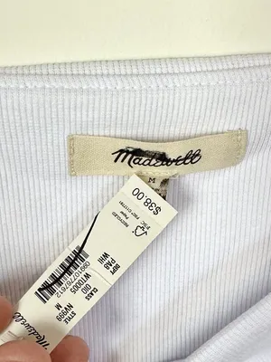 NWT Madewell White Squareneck Tank Top - Size: Medium thumbnail 4