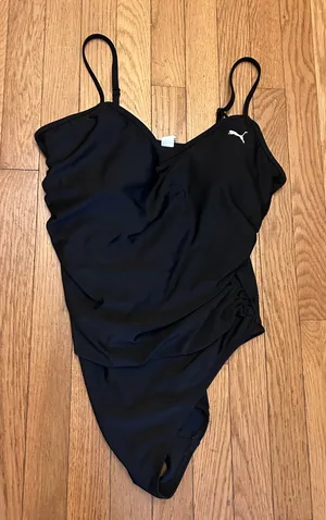 Women’s Puma Black Ruched Sides One Piece Bathing Suit Size XL thumbnail 1