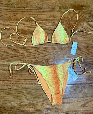 New PacSun Yellow and Orange Snake Print Bikini Small thumbnail 1