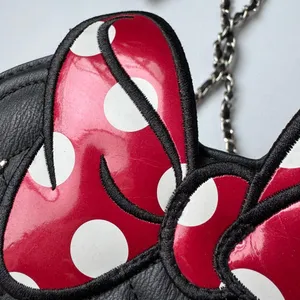 Disney Loungefly Minnie Mouse Ear Crossbody Bag Black Quilted Bow Chain Strap thumbnail 10