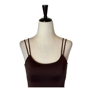Moussy Vintage Tank Top Women XS Brown Asymmetric Strap Cut‎ Off Camisole Cami thumbnail 5