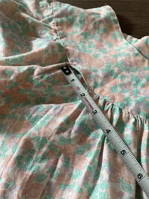 Vintage Handmade Pastel Floral Print Nightgown House Dress, Size Medium *flaw thumbnail 3