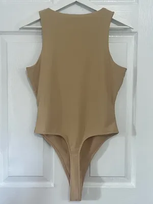 ASOS Beige Sculpting Thong Bodysuit High Neck Sleek Minimalist US 6 thumbnail 3
