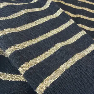 Lauren Ralph Lauren black gold metallic striped ribbed turtleneck S thumbnail 2
