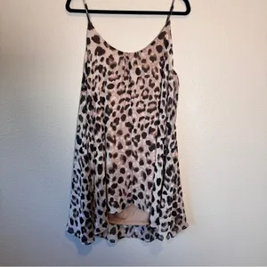 Adrienne Brown Animal Print Babydoll Mini Dress Womens M Sleeveless Casual thumbnail 8