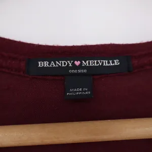 Brandy Melville Tank Top Womens OS Muscle Tee Burgundy Raw Hem Good thumbnail 2