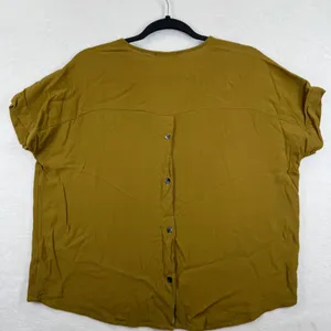 Madewell Womens Central Shirt Short Sleeve V-Neck Button Back Olive‎ Green Small thumbnail 7