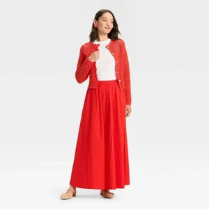 NEW A New Day Women's Crochet Button-Front Cardigan A New Day Red Size Small thumbnail 3