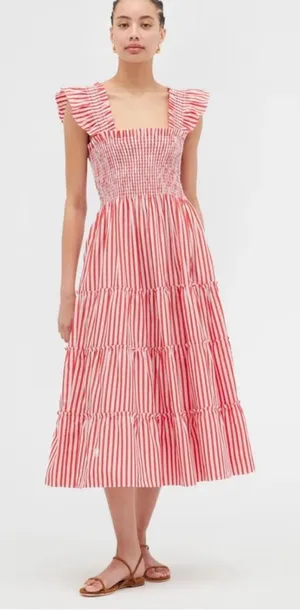 Hill House Home Ellie Nap Dress in Cherry Stripe, S thumbnail 1