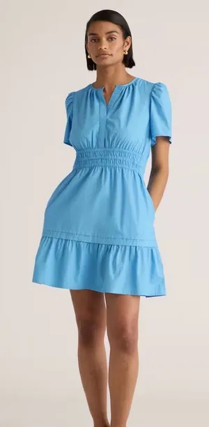 Quince 100% Organic Cotton Poplin Tiered Mini Dress thumbnail 1