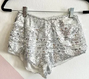 Sequin Micro Mini Shorts, Festival Clubwear Rave‎ Glam Medium 2000s Y2K thumbnail 1
