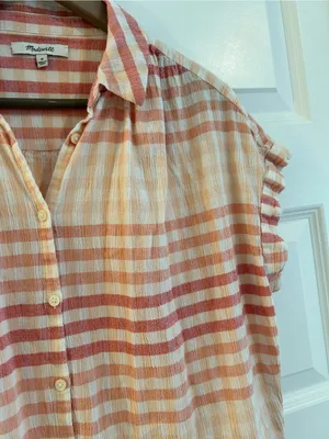Madewell Central Tunic Shirt White Pink Gingham Size M thumbnail 6