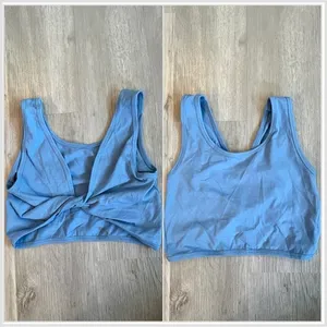NWOT American Eagle Twist-Back Crop Top Blue size S thumbnail 2