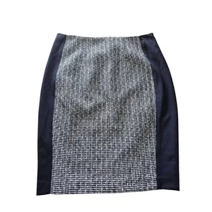 White House Black Market Womens Pencil Skirt Blue Ecru Tweed Size 4 thumbnail 3