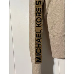 Michael Kors Hoodie Womens L Taupe Beige Full Zip Gold Logo Lightweight thumbnail 5
