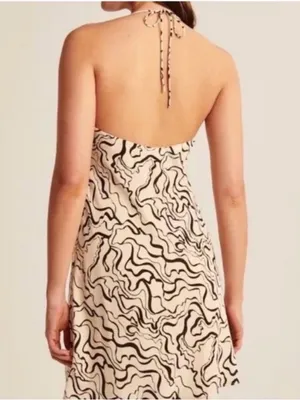 Abercrombie & Fitch Swirl Y2K Retro Halter Mini Dress thumbnail 3