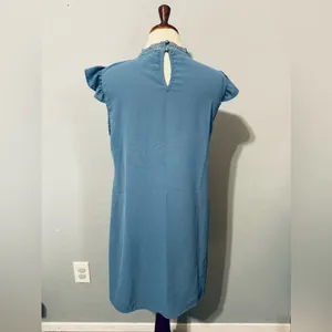 SHEIN‎ Women Blue Relaxed Fit and Flare High Neck Short Sleeves Dress Size M thumbnail 11