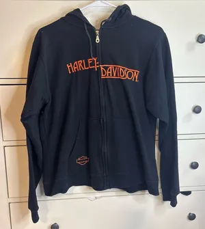 y2k vintage Harley-Davidson Black Hoodie size XL thumbnail 1