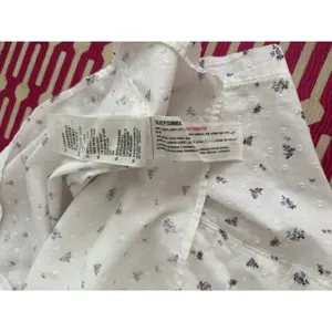 Gilly Hicks Sleep Pajama Top Large White Floral Swiss Dot 100% Cotton Button thumbnail 9