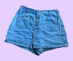 Vintage 90s light blue denim mini skort 🔥 Size 10 thumbnail 1