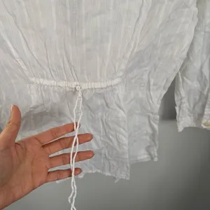 Abercrombie & Fitch Y2K Large Sheer Peasant Babydoll Top Boho Dainty Deep V Neck thumbnail 4