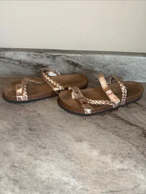 Outwoods Braided Metallic Slide Sandals - Rose Gold thumbnail 6