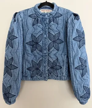 Free People Quinn Quilted Cotton Denim Jacket Women's Size XS thumbnail 1