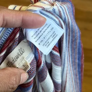 Madewell Striped High Neck Tank Top Red White Blue Cotton Blend‎ Size L thumbnail 5