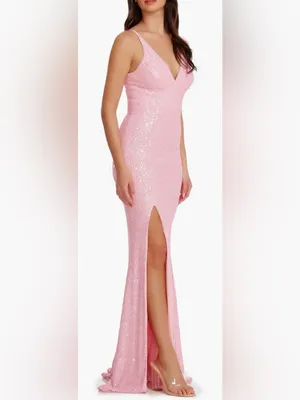 NEW Dress The Population IRIS peony Pink Sequins Gown Sz S thumbnail 3