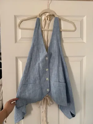 Black Fuchsia Blue Denim Style Vest Top thumbnail 4