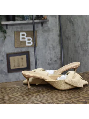 NWT On 34th Alaynaa Pointed-Toe Bow Mule Pumps 10022665500 Natural Brown 10M thumbnail 11