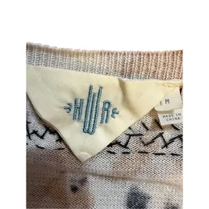 Anthropologie HWR‎ Monogram Beaded Collar Crop Cardigan Sweater Abstract Pattern thumbnail 5