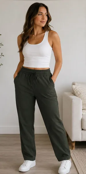 GapFit Women's Olive Green Drawstring Casual Pants Size Small thumbnail 1
