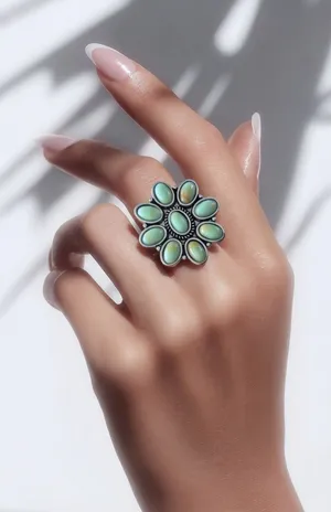 & Other Stories Women’s Gorgeous Vintage Design Stainless Steel Flower Design Ring - Size 7 thumbnail 1